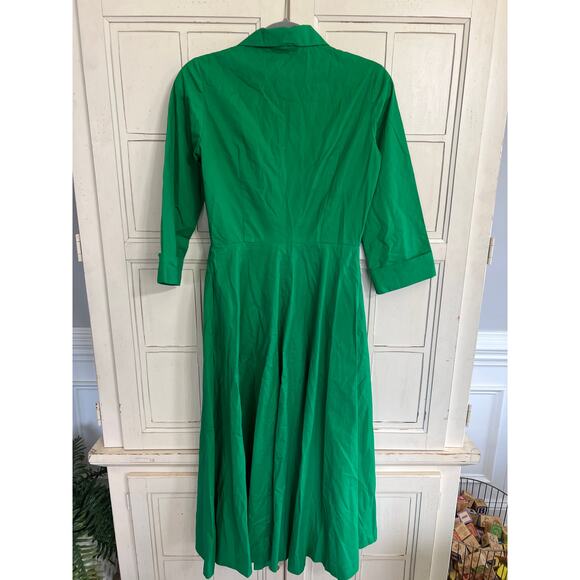 The J. Peterman Company size 2 green midi dress with pockets - Picture 4 of 4